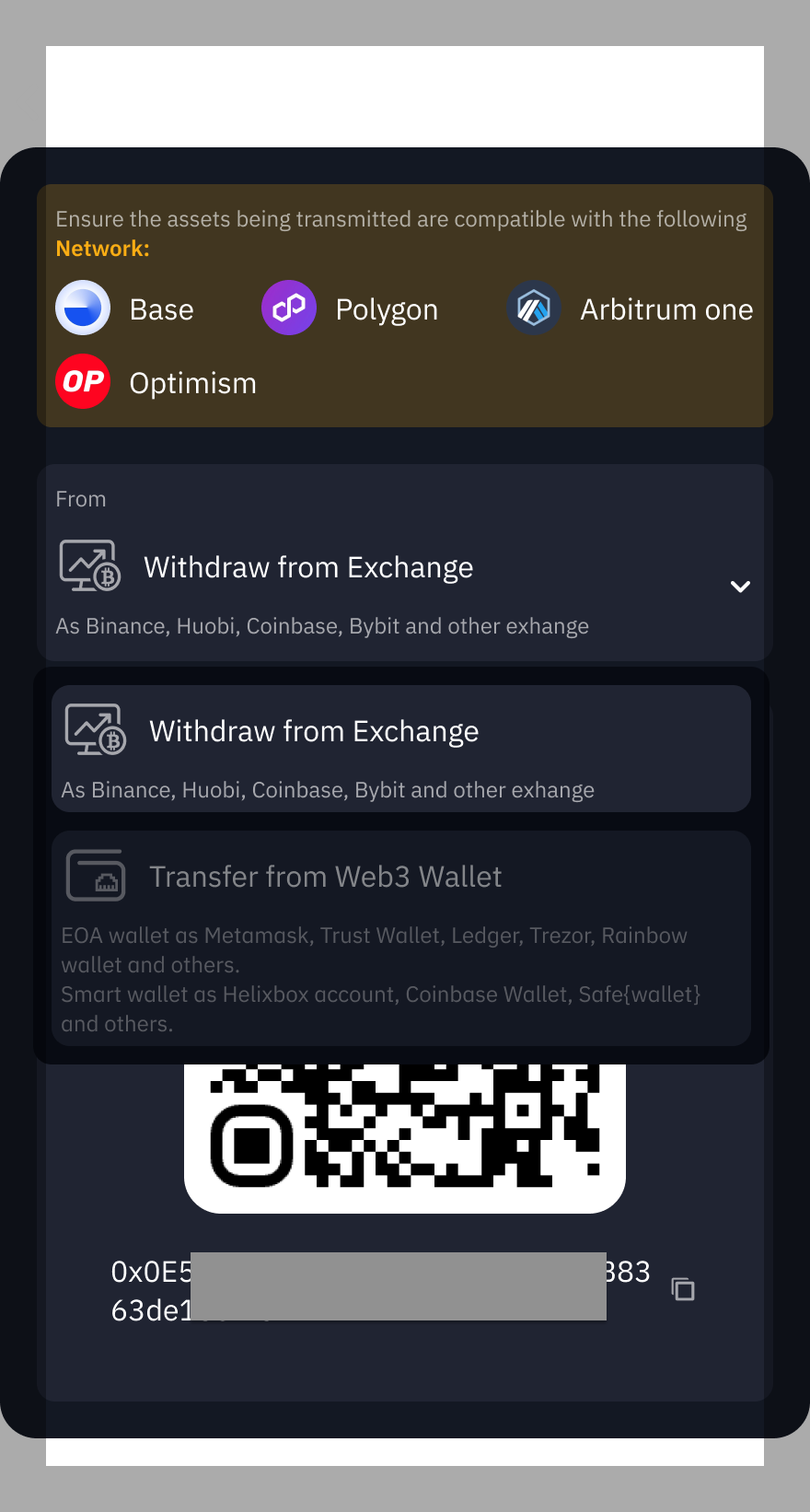 Crypto Deposit Interface